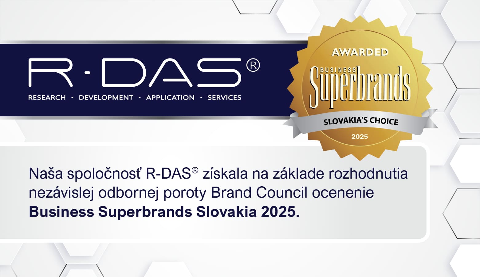 Spoločnosť R-DAS získala prestížne ocenenie Business Superbrands